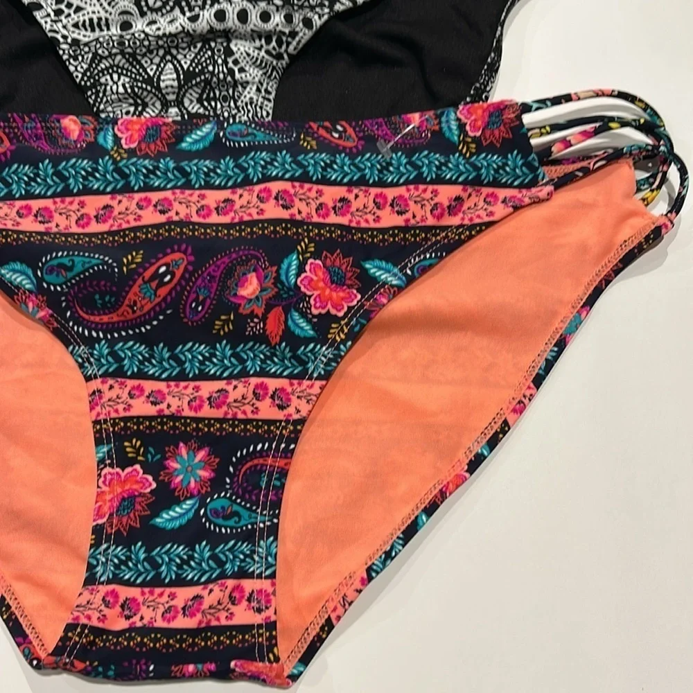 Bikini Swim patterned bottoms size XL bundle of 3 pairs new